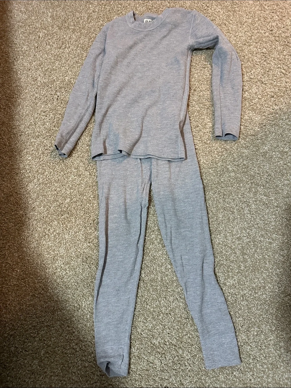 Kids Blue Thermal Pajama Set - Soft Long John Sleepwear